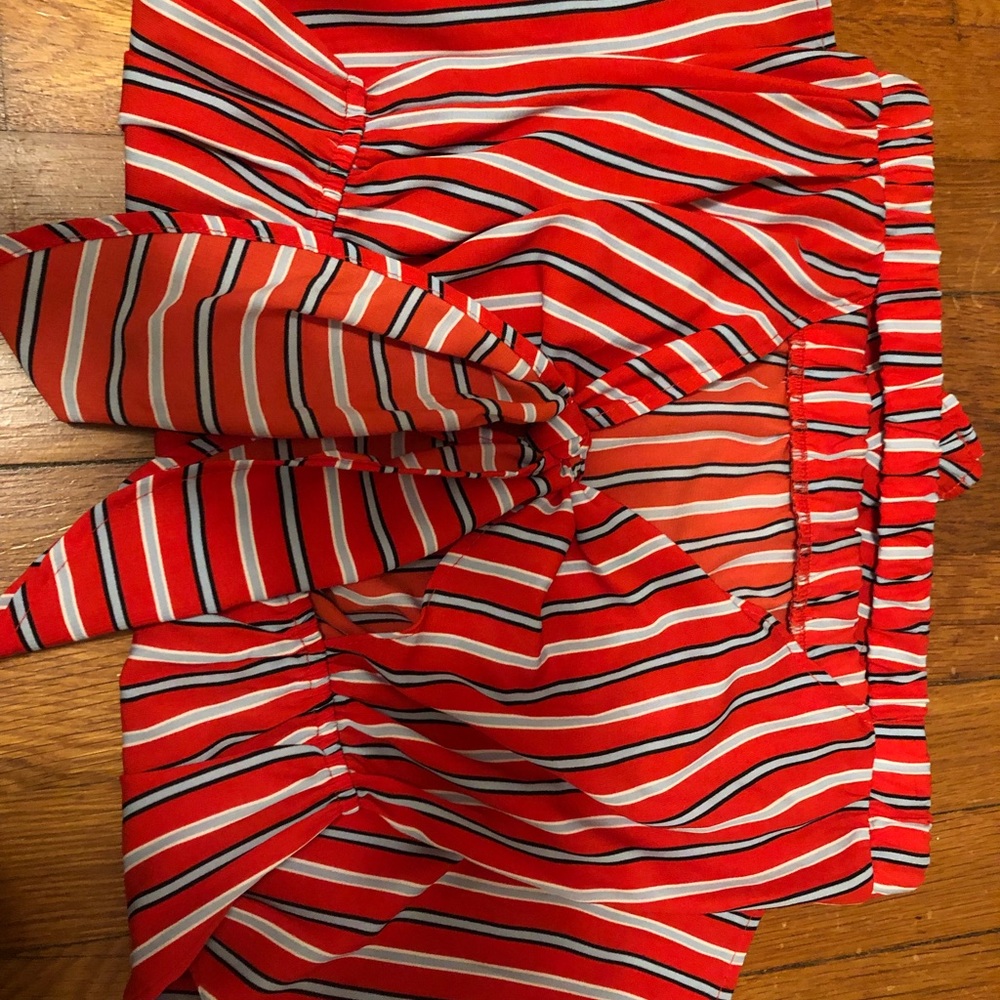 Red Soprano Stripe Romper With Open Back - image 2